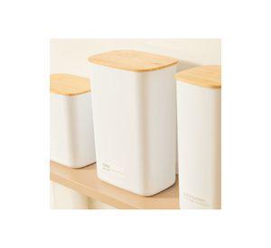 Contenedor Hermético Rectangular con Tapa de Bambú Keep 2,3 lt Blanco Ou