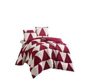 COBERTOR DE JACQUERD CUTTING 2 PLAZAS COLOR BLANCO CON ROJO