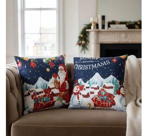 Set De 2 Cojines 45x45cm Navidad - Nieve azul
