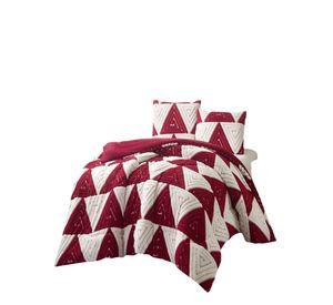 COBERTOR DE JACQUERD CUTTING 2 PLAZAS COLOR BLANCO CON ROJO