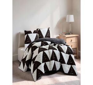 COBERTOR DE JACQUERD CUTTING KING  COLOR BLANCO CON NEGRO
