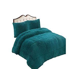 SET COBERTOR DE INVIERNO PELUDO 2 PLAZAS 230X250CM TURQUESA