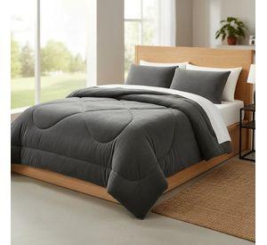 Plumon Pluch Para Colchón 1.5 Plazas Suave Y Cómoda Gris Oscuro Liso