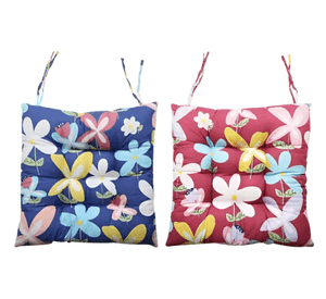 Cojin Para Silla Acolchado Floral 40x40cm Con Amarras