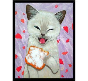 Cuadro Decorativo Gato Tomando Desayuno Medidas 30x40 CM