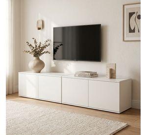 Rack Tv 80x40x30cm 2 Puerta Melamina Combinable Por Color Blanco