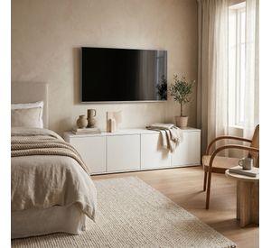 Rack Tv 80x40x30cm 2 Puerta Melamina Combinable Por Color Blanco