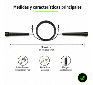 Cuerda de Saltar Profesional con Cable de Acero, Resistente y Duradera