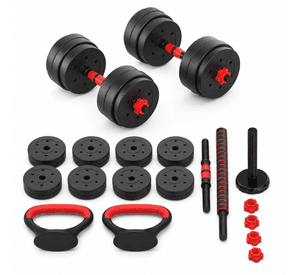 Set de Pesas Ajustables 20 Kg Convertible en Barra y Kettlebell
