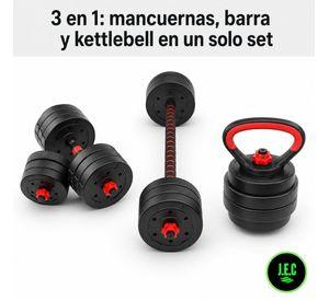 Set de Pesas Ajustables 20 Kg Convertible en Barra y Kettlebell