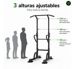 Torre Dominadas Multifuncional 230cm Ajustable 200kg Acero
