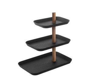 Soporte Accesorios 3 Bandejas Giratorias Negro