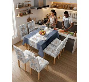 Juego De Mantel Antimanchas 140x220 + 6 Fundas De Silla 11