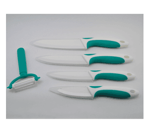 Set 5 Piezas Cuchillos Ceramica + Pelador Verde Oscuro