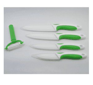Set 5 Piezas Cuchillos Ceramica + Pelador Verde