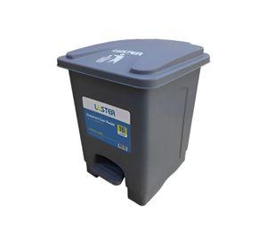 Basurero 15 lts Luster Gris con Tapa y Pedal