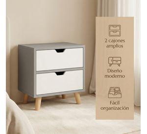 Velador 2 Niveles Con Cajones Bicolor Homer Design 50x40x45 Color Gris Mate
