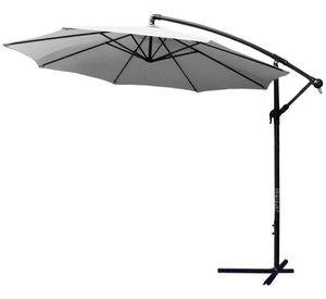 Quitasol 3 mt Blanco Plegable Extensible Pedestal Redondo