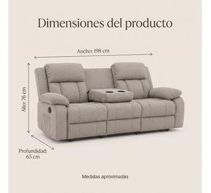 Sofa Reclinable 3 Cuerpo Con Porta Vaso Tela Tecnica Caqui