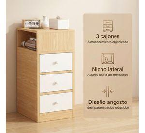 Velador Angosto Con Cajones Bicolor Homer Design 30*30*66cm