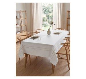 Mantel Líneas Bordadas 150 x 250 cm Blanco