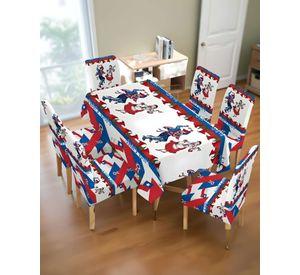 MANTEL FIESTAS PATRIAS DE TELA CON FUNDAS DE SILLAS ELASTICADAS M6