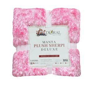 Mantas Plush Sherpi rosado/blanco 127x152 cm