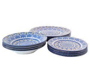 Vajilla porcelana Santis azul 12 piezas