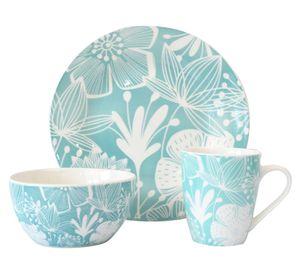 Vajilla porcelana Angelis celeste/blanco 12 piezas