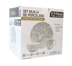 Vajilla porcelana Angelis celeste/blanco 12 piezas