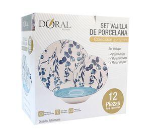 Vajilla porcelana Santis diseños 12 piezas
