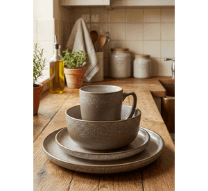Set De Vajilla Completo 16 Piezas Stoneware Diseño Orgánico