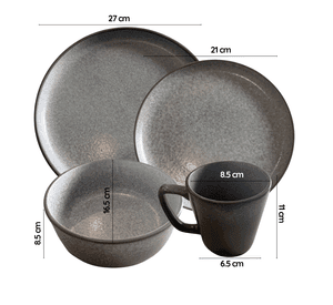 Set De Vajilla Completo 16 Piezas Stoneware Diseño Orgánico