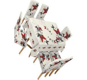 JUEGO DE MANTEL MÁS 6 FUNDAS DE SILLAS      D01