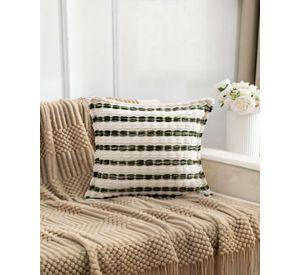 PACK DE 2 FUNDAS DE COJIN 45CMX45CM A RAYAS BEIGE CON VERDE
