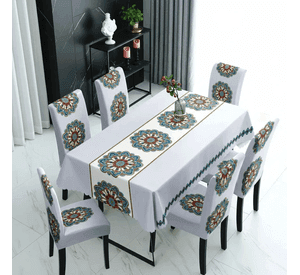 Mantel Rectangular 1.5x2.3 Mas 6 Fundas De Sillas W.m G Z Gris Claro Diseño