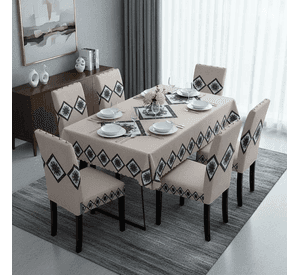 Mantel Rectangular 1.5x2.3 Mas 6 Fundas De Sillas W.m G Z Cafe Claro Diseño