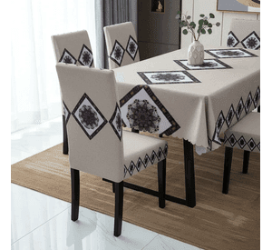 Mantel Rectangular 1.5x2.3 Mas 6 Fundas De Sillas W.m G Z Cafe Claro Diseño