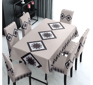 Mantel Rectangular 1.5x2.3 Mas 6 Fundas De Sillas W.m G Z Cafe Claro Diseño