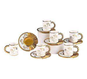 Juego Vajilla Set 6 Tazas Café Plato Decorado Adorno Jhn