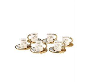 Juego Vajilla Set 6 Tazas Café Plato Decorado Adorno Jhn