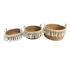 Set 3 Canastos Decorativos Almacenamiento Natural Hogar Jhn