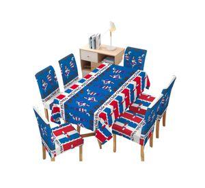 MANTEL FIESTAS PATRIAS DE TELA CON FUNDAS DE SILLAS ELASTICADAS M3