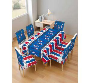 MANTEL FIESTAS PATRIAS DE TELA CON FUNDAS DE SILLAS ELASTICADAS M3