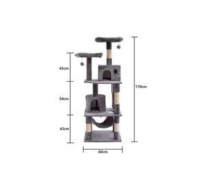 Rascador Gatos Tipo Torre 170cm + Hamaca Arbol Terciopelo