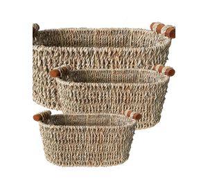 Set de 3 canastos de Fibra Seagrass 43-37-31 cm. Natural Set de 3