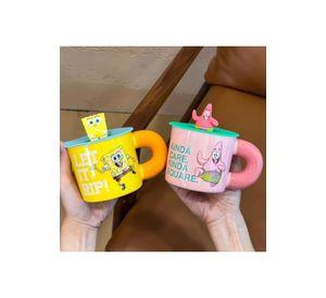 Tazón Ceramica Bob Esponja O Patricio Estrella Tapa Silicona
