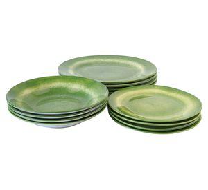 Vajilla porcelana Santis verde 12 piezas