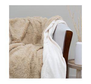 Manta Plush Sherpi beige/blanco 127x152 cm