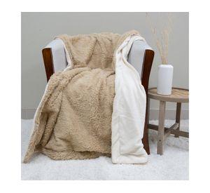 Manta Plush Sherpi beige/blanco 127x152 cm